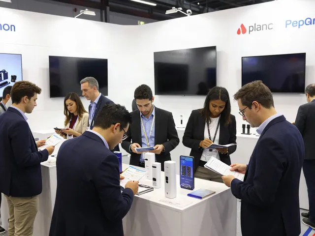 Exposants engaging visitors at a vibrant international trade show, showcasing innovative products and interactive displays.