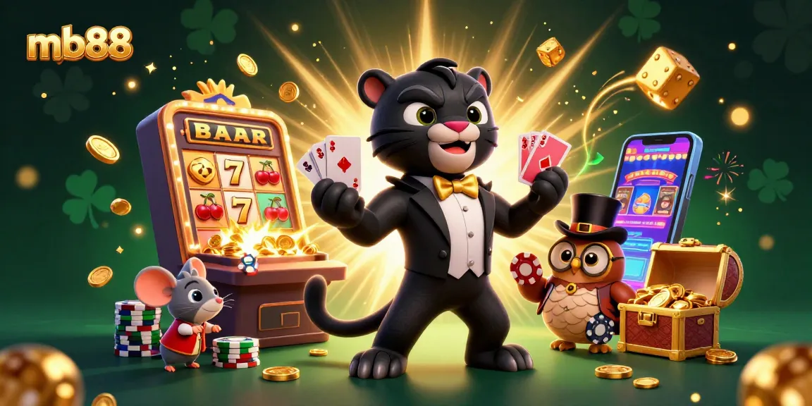 Experience the thrill of mb88 with vibrant casino characters enjoying games and jackpots.