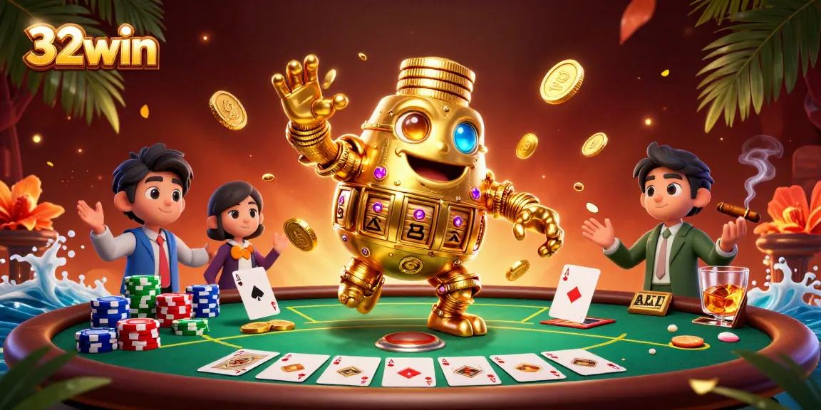 Win exciting jackpots at 32win with captivating gambling illustrations and vibrant casino action.