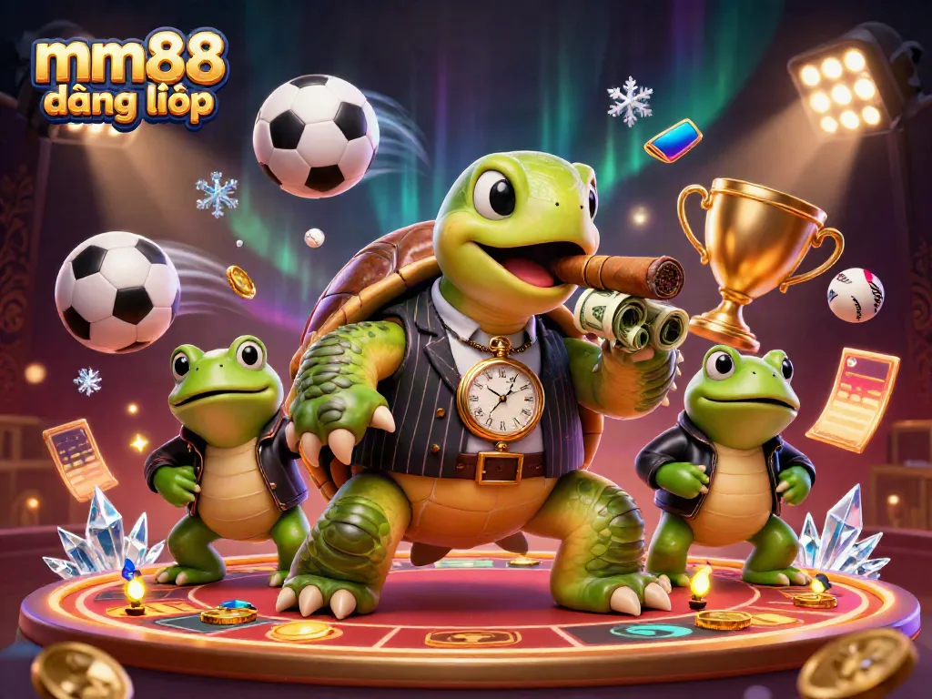 Engage with mm88 đăng nhập through thrilling casino moments featuring cartoon characters and sports elements.