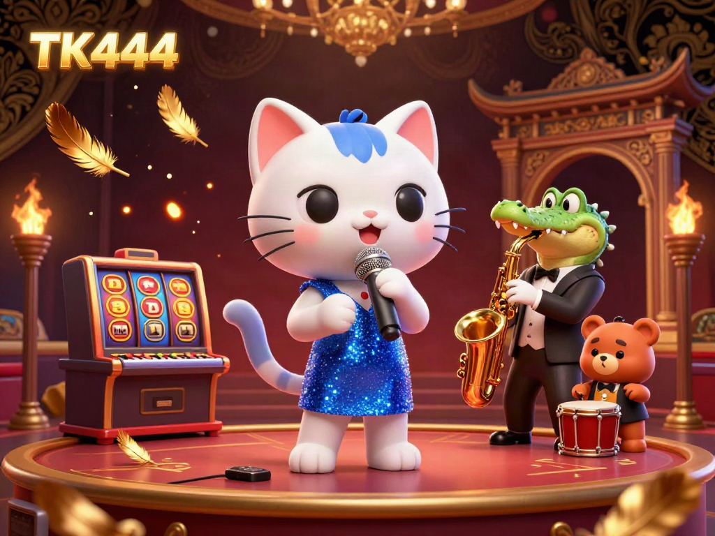 Experience the thrill of TK444 with vibrant characters and dynamic casino elements at play.