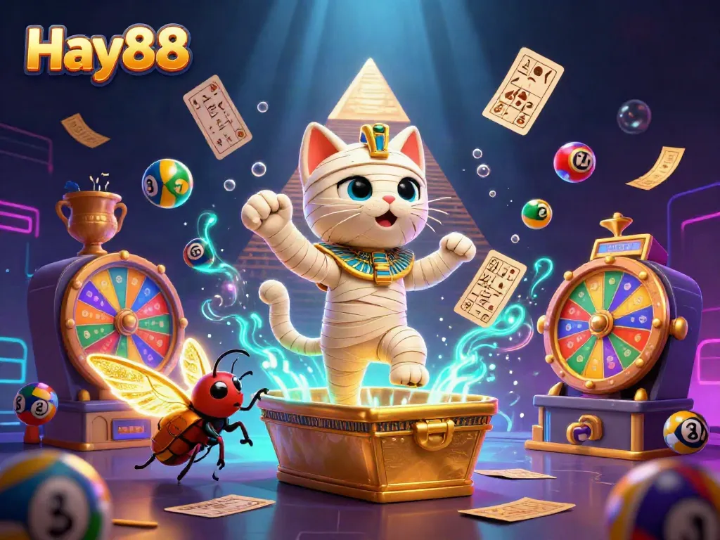 Experience the thrilling adventure of Hay88 with a lively and colorful pyramid casino scene.