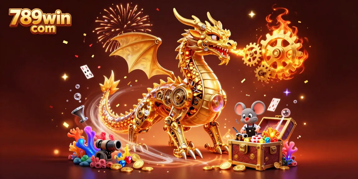 Experience 789win com's exhilarating treasures with a golden dragon and captivating casino elements.